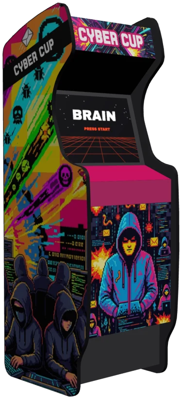 Aperçu en situation de Brain Arcade appliqué à la thématique « Comment personnaliser une borne d'arcade aux couleurs de votre programme cyber interne ? ».