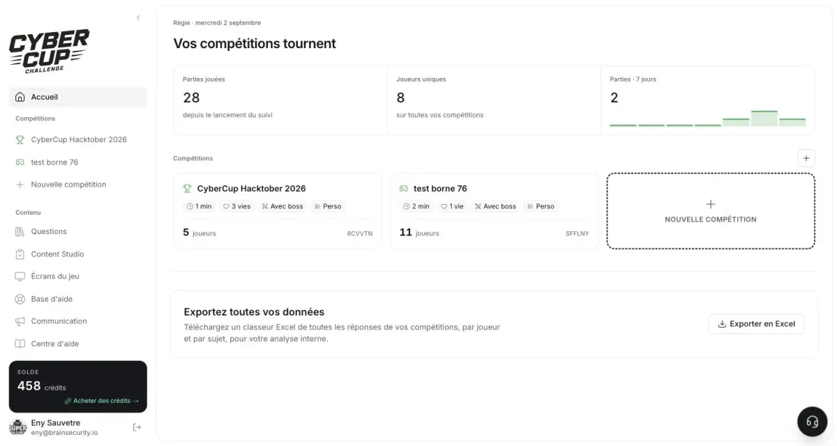 Aperçu en situation de Cyber Cup appliqué à la thématique « Kit de communication cyber : Réussir son lancement interne ».